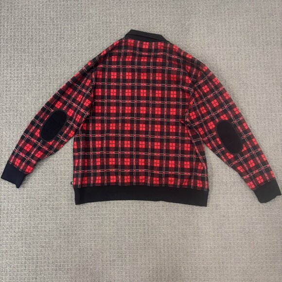 Ted Baker Knit Pullover 6 Tartan Plaid Polo Rugby Elbow Patch Collared Jumper - Picture 2 of 12